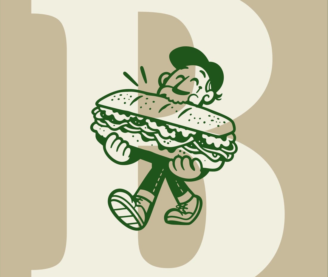 El personaje de Bros caminando con un sub gigante